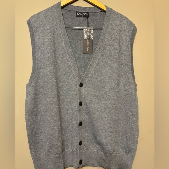 KALLSPIN NWT Cashmere Wool Blend Sweater Vest, Unisex - Picture 2 of 7